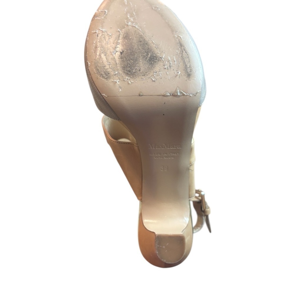 Max Mara Leather Sling Back Heels Size 39 Made In Italy - Picture 6 of 11